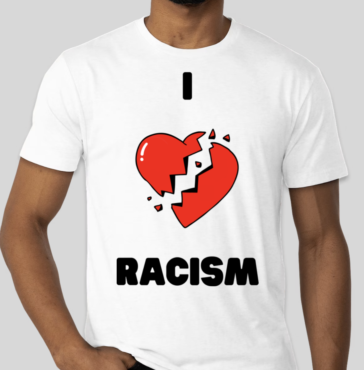 The I Hate Racism t-shirt is a remake of the first ever Broken Heart Shirt. The shirt features the famous BHS heart and text. The classic BHS logo has been applied to the back of the t-shirt.